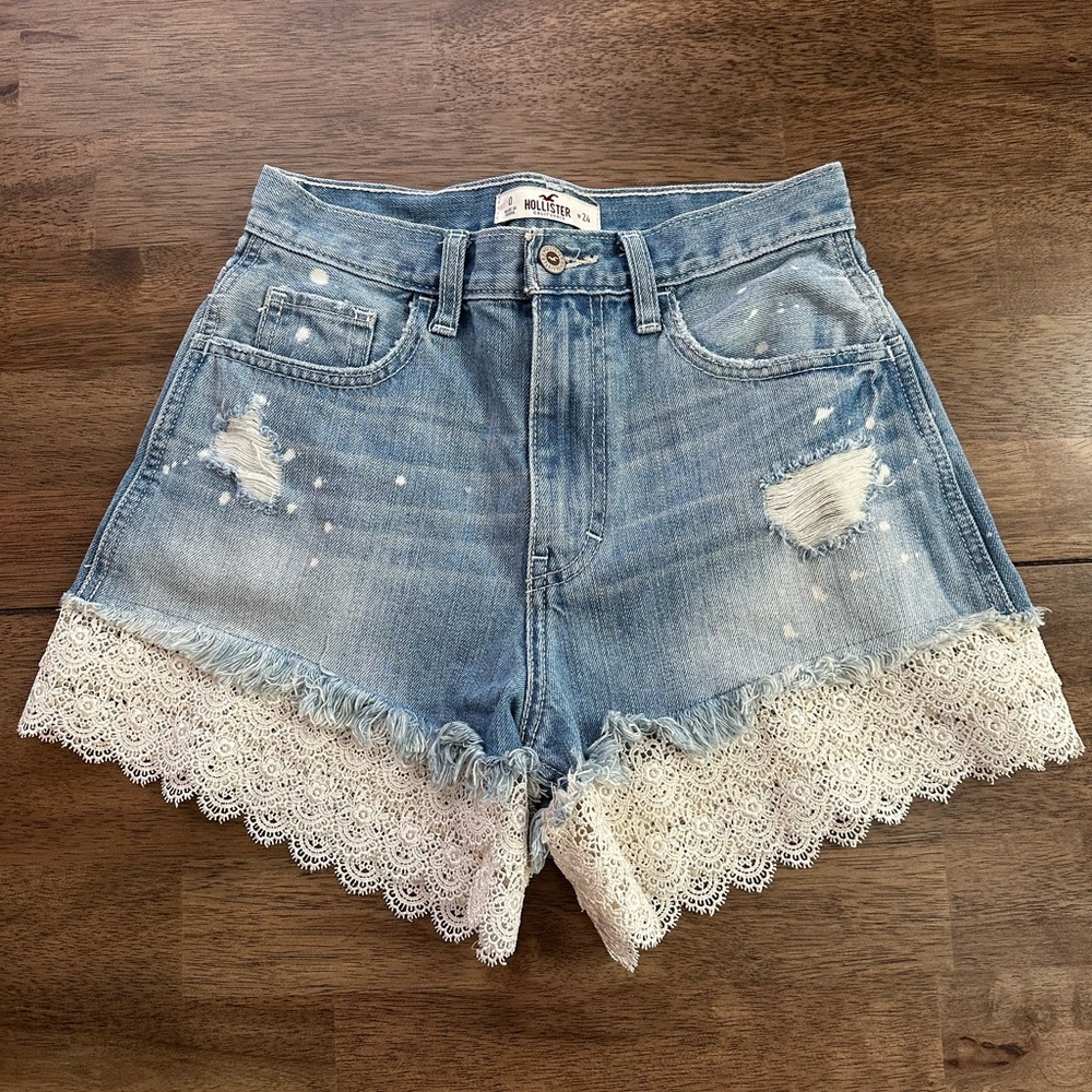 Hollister Light Blue Jean Shorts with Lace
